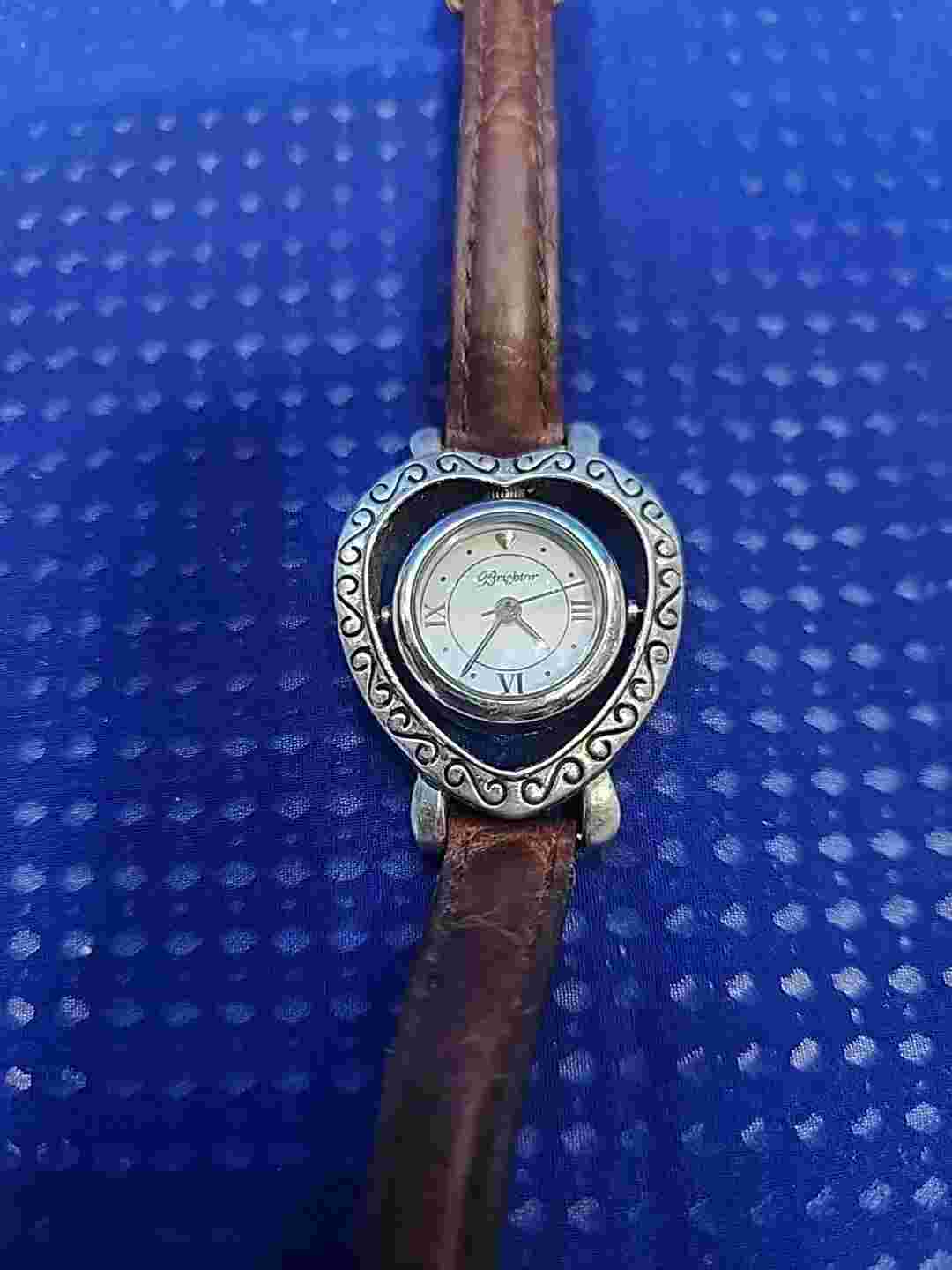 Brighton Heart Shaped Flipping Bezel Watch Buckle Closure Silver Plated Vtg
