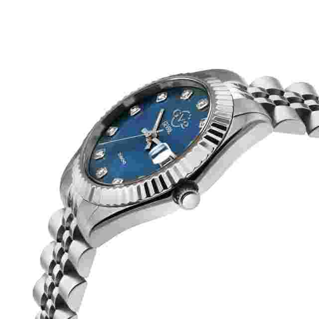 GV2 by Gevril Women's 12409 Naples Blue MOP Dial Swiss Quartz Diamond Watch