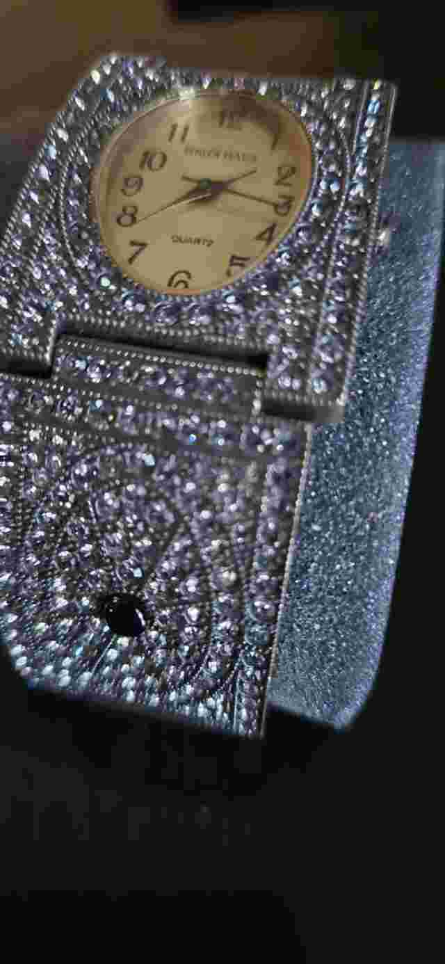 HEIDI DAUS Black Agate and Crystal Watch with size extender