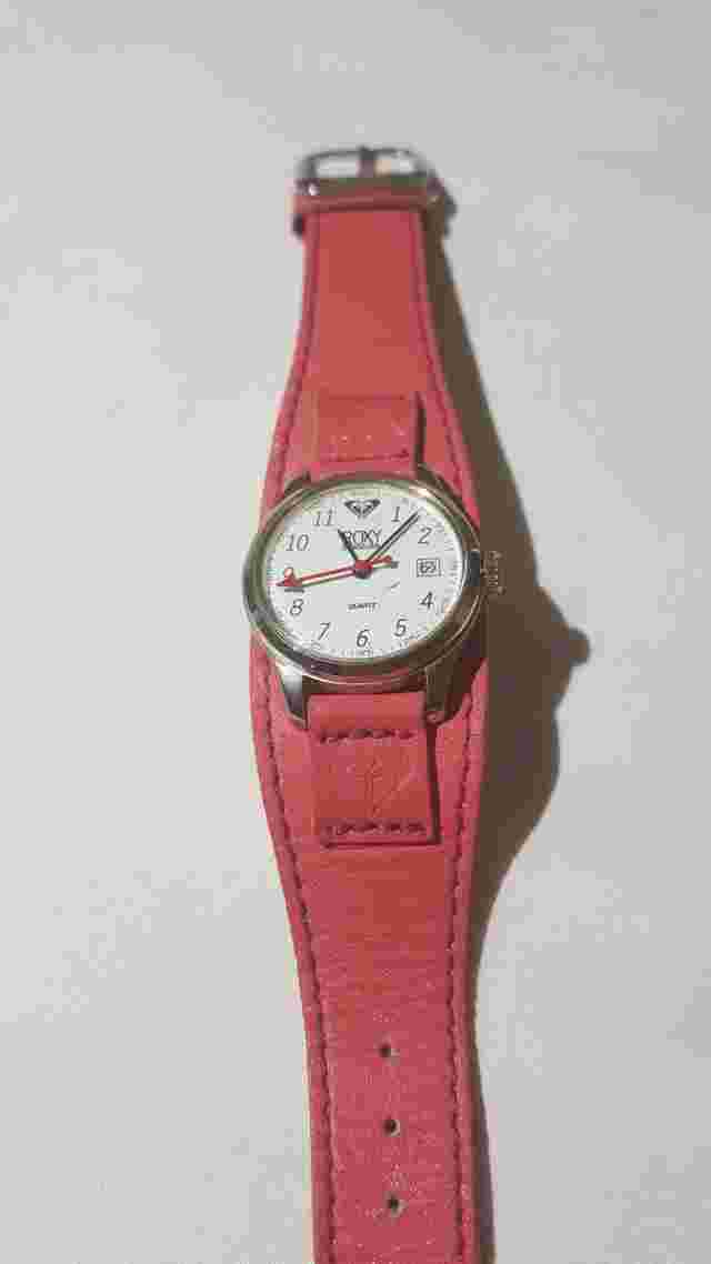 Women's ROXY Watch Pink Leather Band White Face