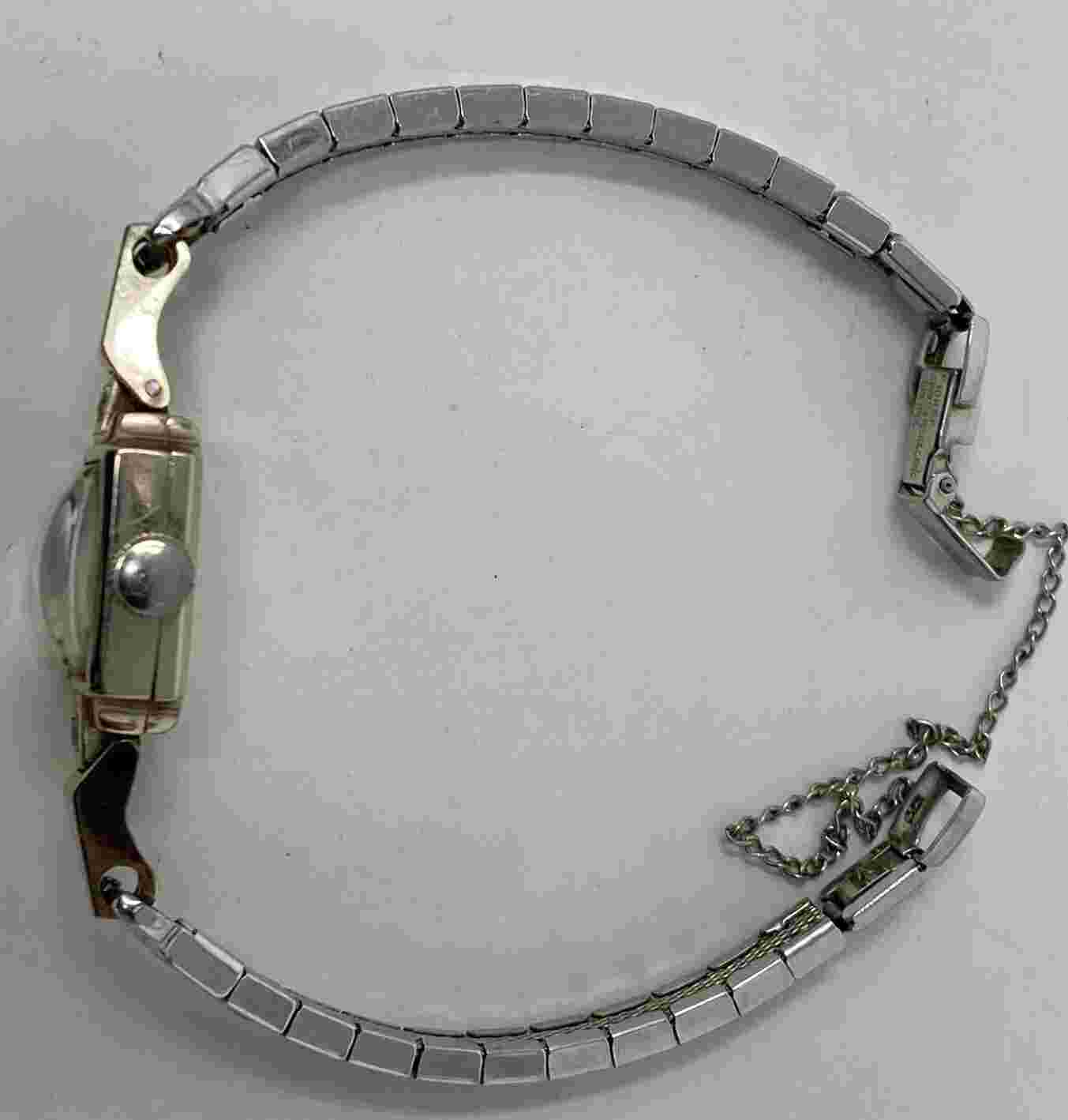 Vintage Kingston Ladies Watch 14K white Gold Case w/ Diamonds w/ Goldfilled Band