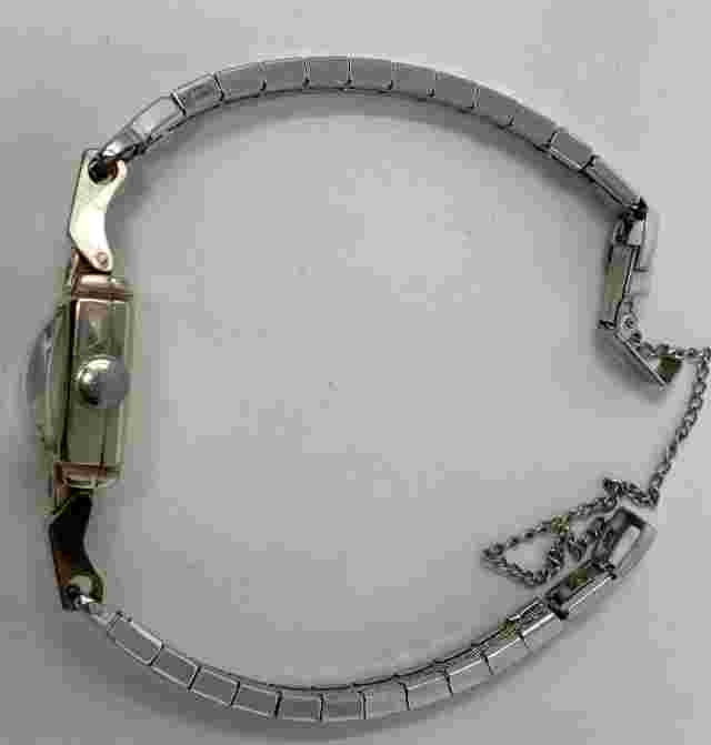 Vintage Kingston Ladies Watch 14K white Gold Case w/ Diamonds w/ Goldfilled Band