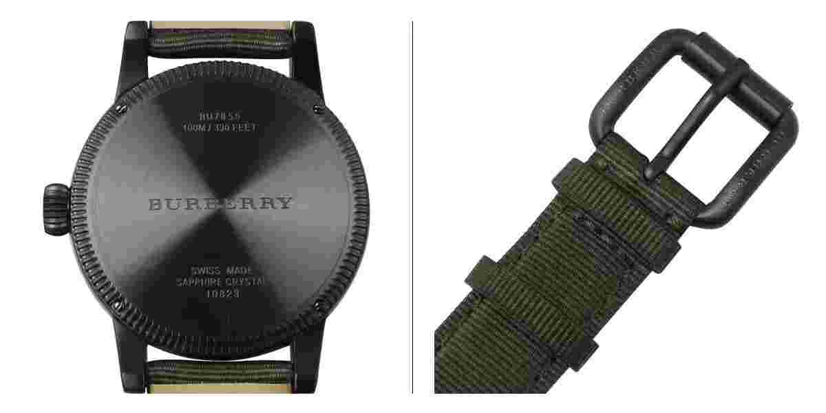 Burberry Mens BU7855 Utilitarian Round Nylon Strap 42mm Watch 124607