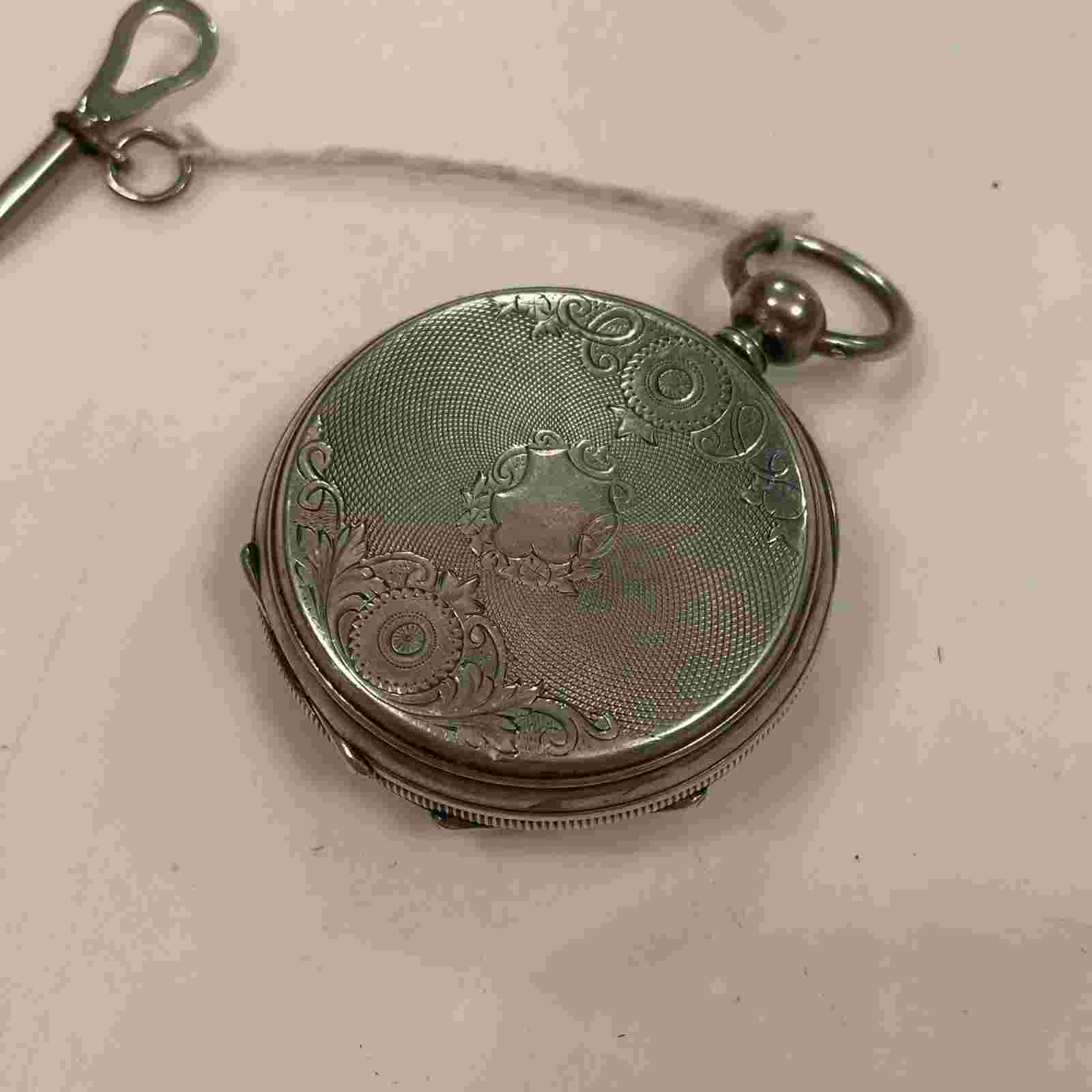 Henry Beguelin Full Jewel LOCLE Fine Silver Pocket Watch with Winding Key