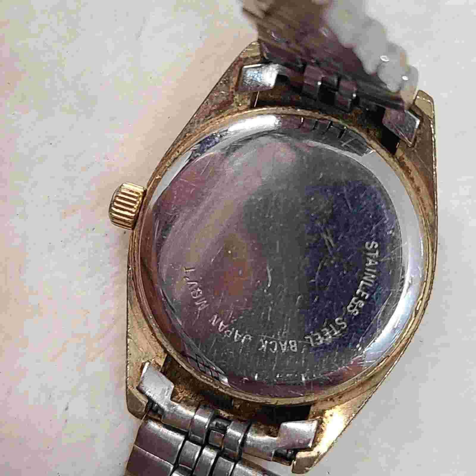 Vintage Monet Women's Two Tone Fluted Bezel Watch