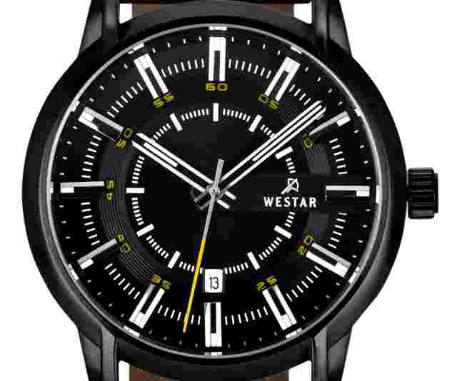 Westar Profile Leather Strap Black Dial Quartz 50228BBN523 Men's Watch