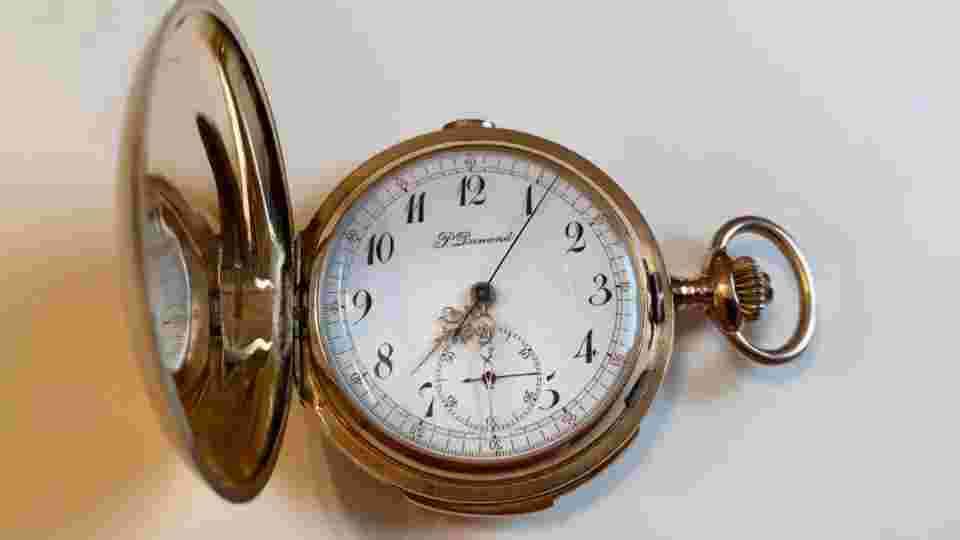Antique 14k Rose Gold P. DUNAND REPEATER CHRONOGRAPH Hunting Case Pocket Watch