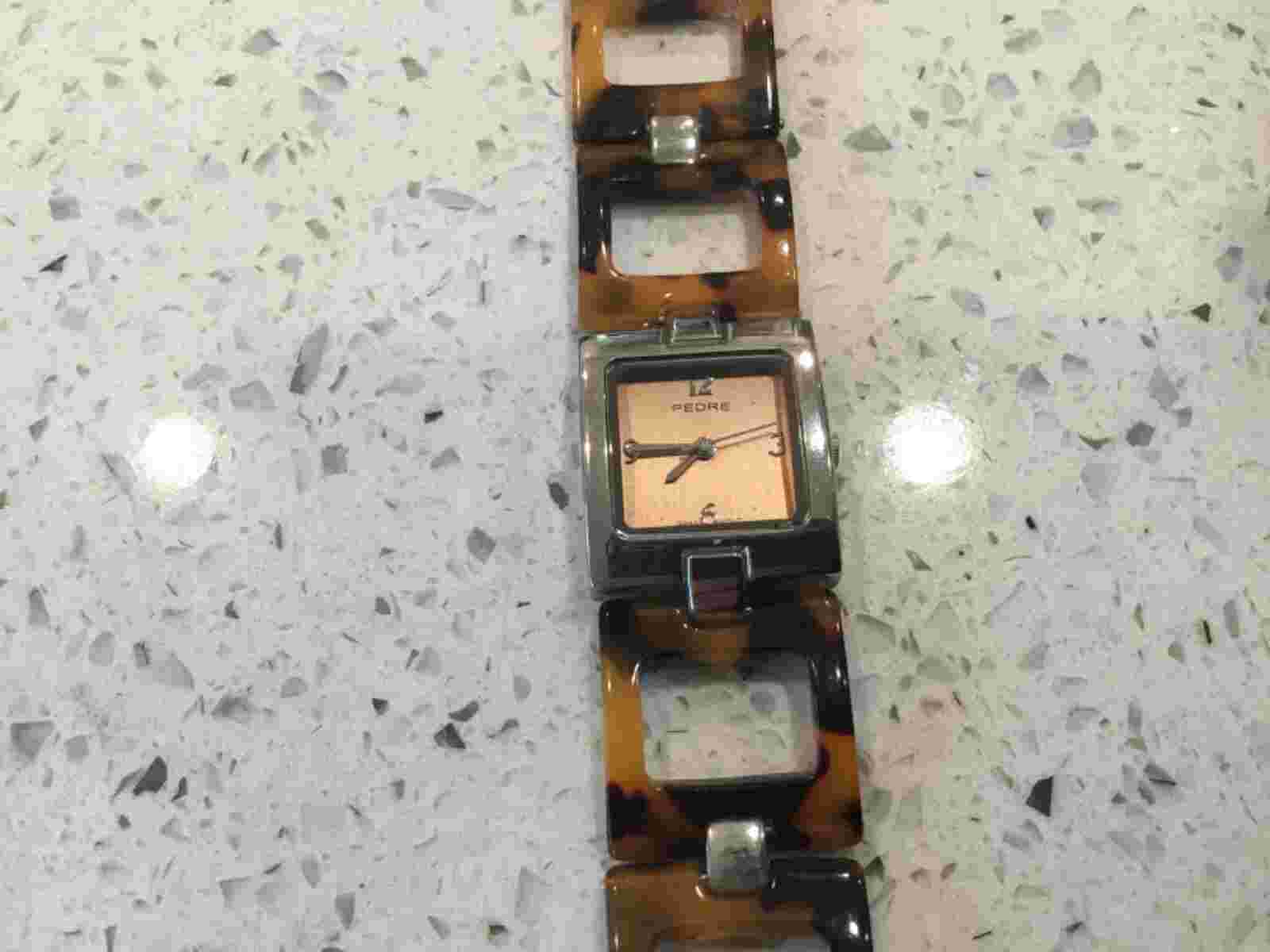 PEDRE Vintage Women’s Tortoise Shell Watch 6.5” L + 1” Ext. Piece Needs Battery