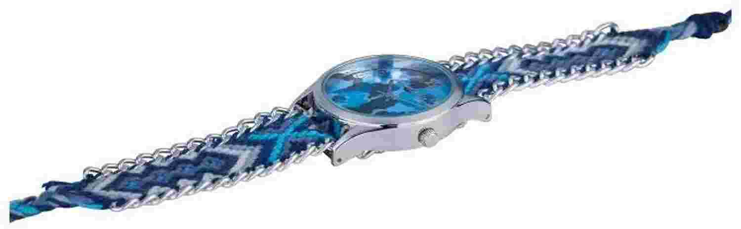 BNWT Manoush Ladies Quartz Blue Dial Silver Woven Strap Watch RRP £119