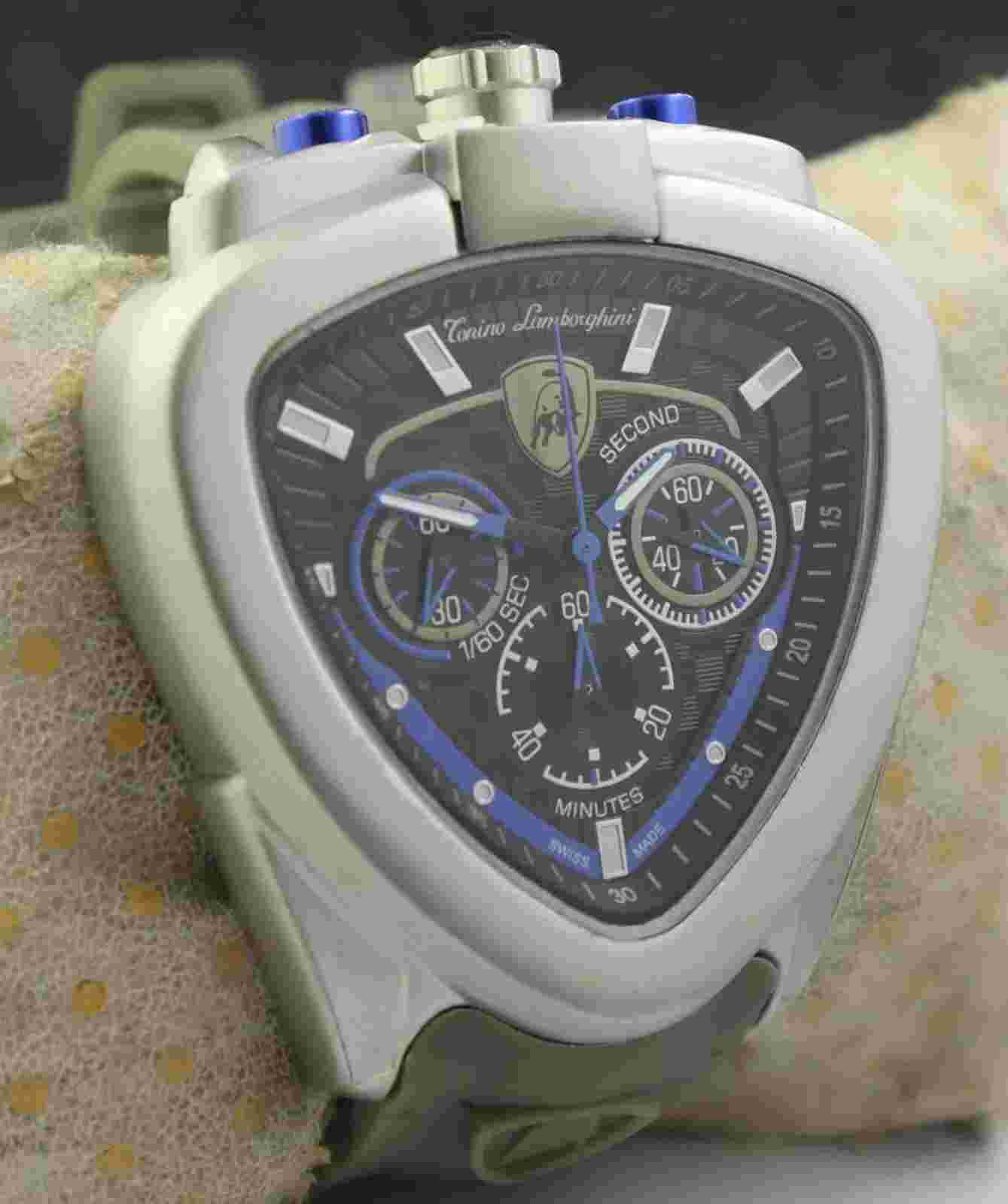 Luxury Lamborghini Chronograph Men Wristwatch Rubber Band Great Working