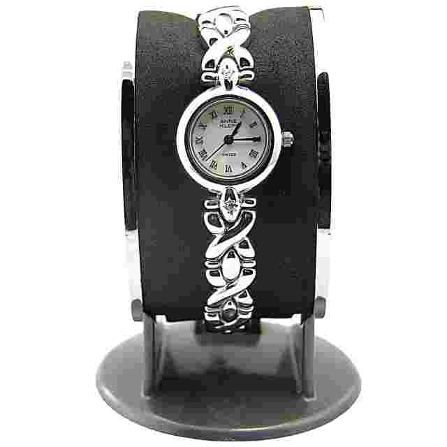 NEW A.KLEIN QUARTZ WHITE DIAL 2 DIAMOND STONES 925 SILVER BRACELET WOMEN WATCH
