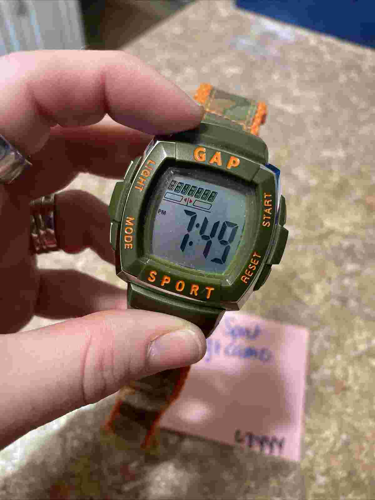 Gap Digital Watch Camouflage & Orange Silver Tone Details
