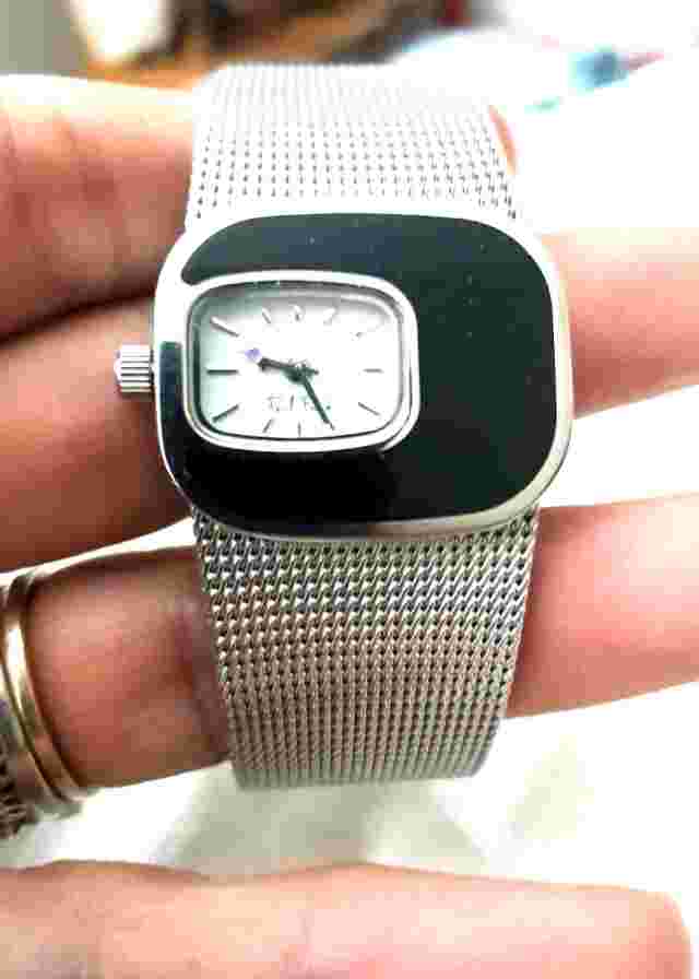 Vintage Paul Frank black enamel mesh band watch NWOT