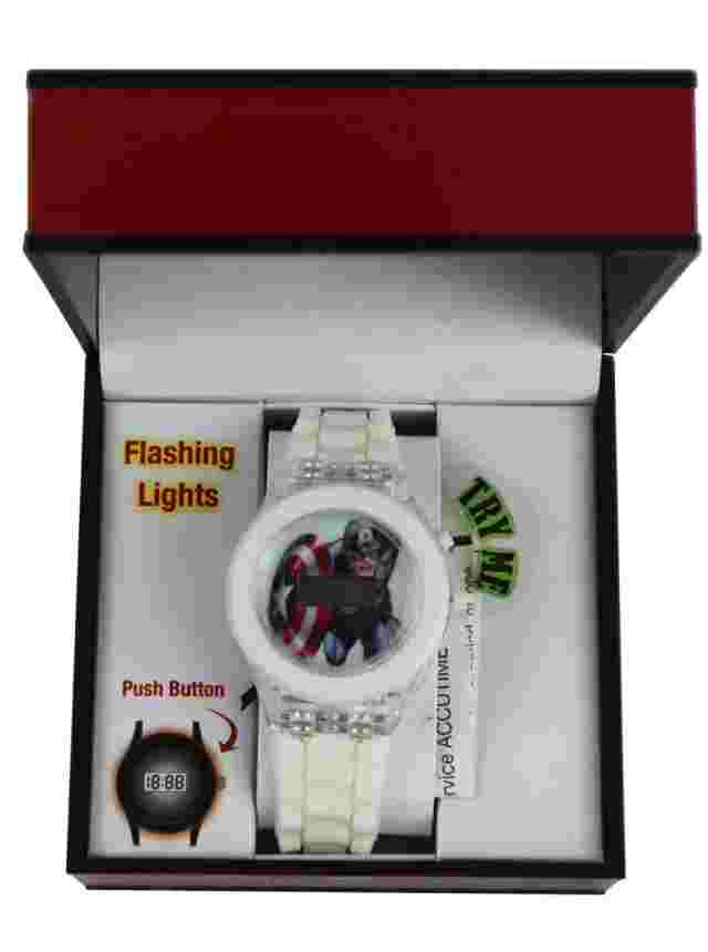 Captain America Flash Dial Watch White Marvel Comics Avengers Brand New In Box