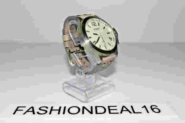 Oozoo Authentic Aged Gray Leather SS Oversized $270 Watch