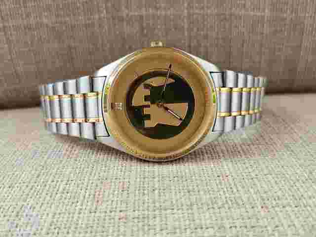 Selco Geneve Wristwatch Diamond Gold Tone Face Silver/Gold Dual Tone analog Watc