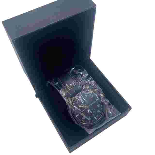 New Men's MiGEER Military Watch Black Dial 42MM Black Case Black Leather Band