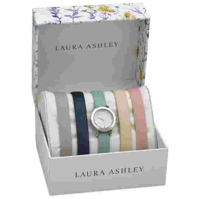 Laura Ashley Women's 26mm Mini Round Case Watch Set 5 Interchangeable Straps