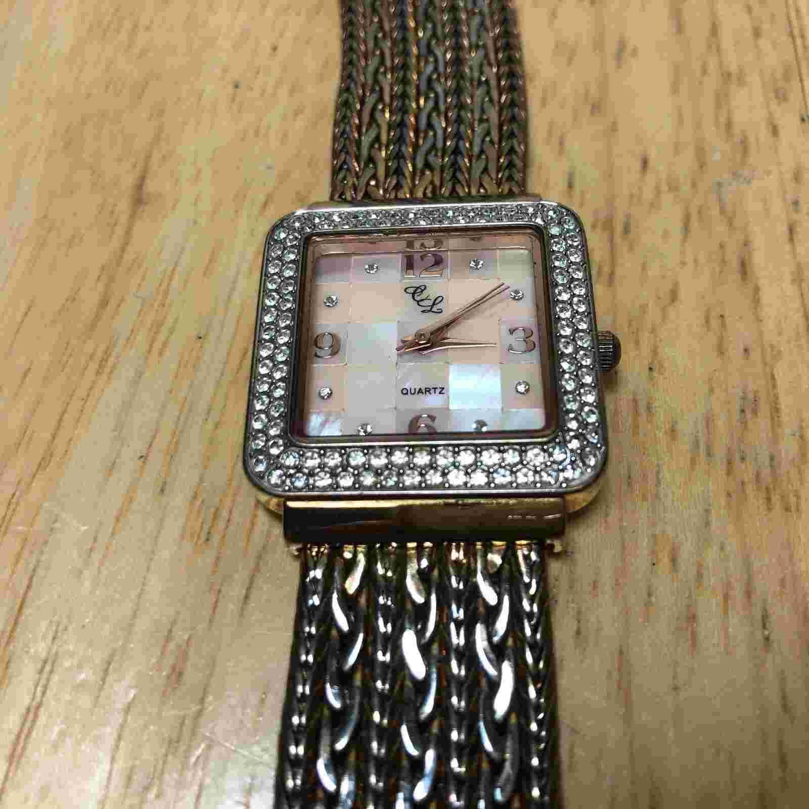 Colleen Lopez CL Lady Gold Tone Mosaic Dial Analog Quartz Watch Hour~New Battery