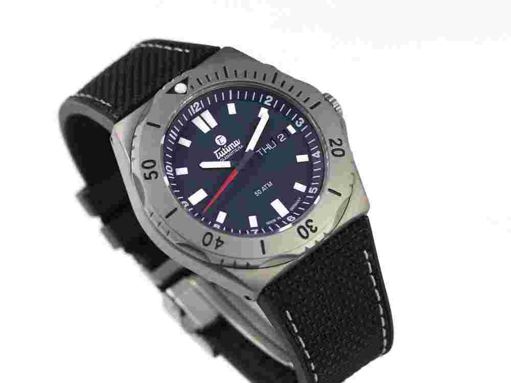 MINT Tutima M2 Seven Seas Titanium Blue 6151-03 Wrist Watch 44mm