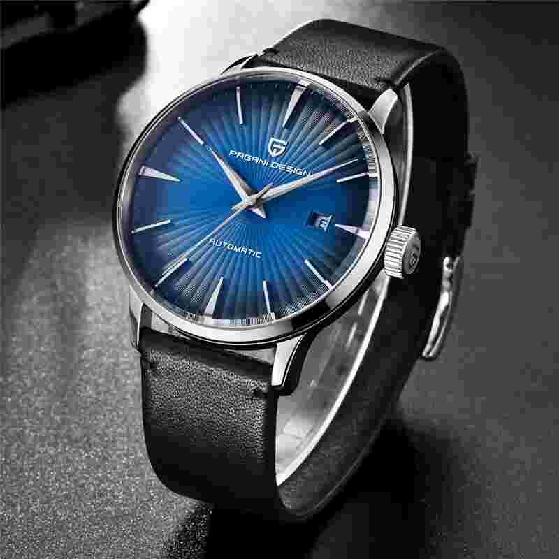 Luxury PAGANI DESIGN Pilot Military Automatic Self-Wind Watches Leather Band Men