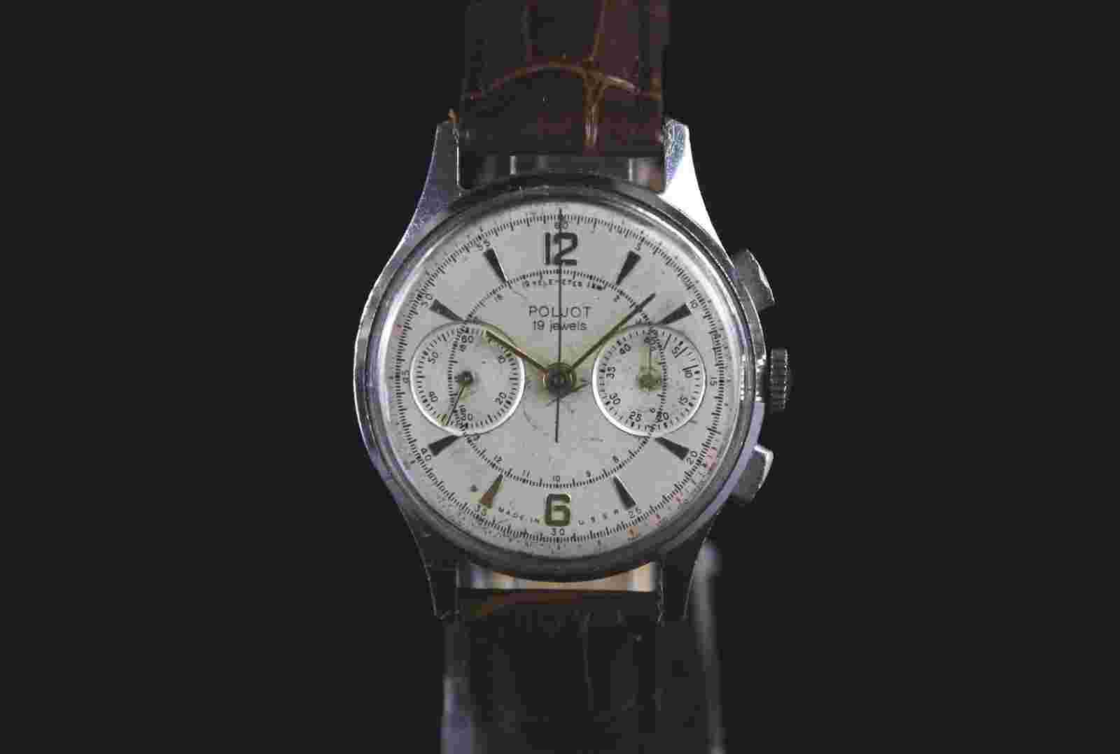 Soviet vintage men's mechanical wristwatch  Chronograph POLJOT (1 MCHZ Kirov)