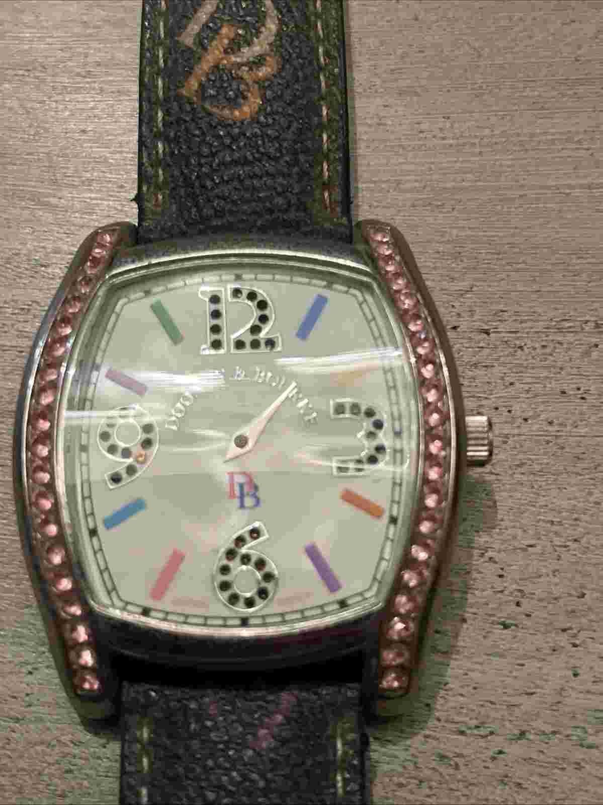 Dooney & Bourke Pink Swarovski Crystal & Stainless Steel Rainbow Wristwatch READ