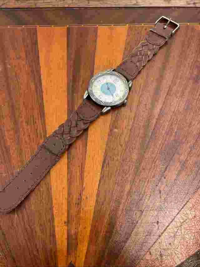 LA Express Women's Watch Turquoise Style Dial Brown Leather 35mm - New Battery