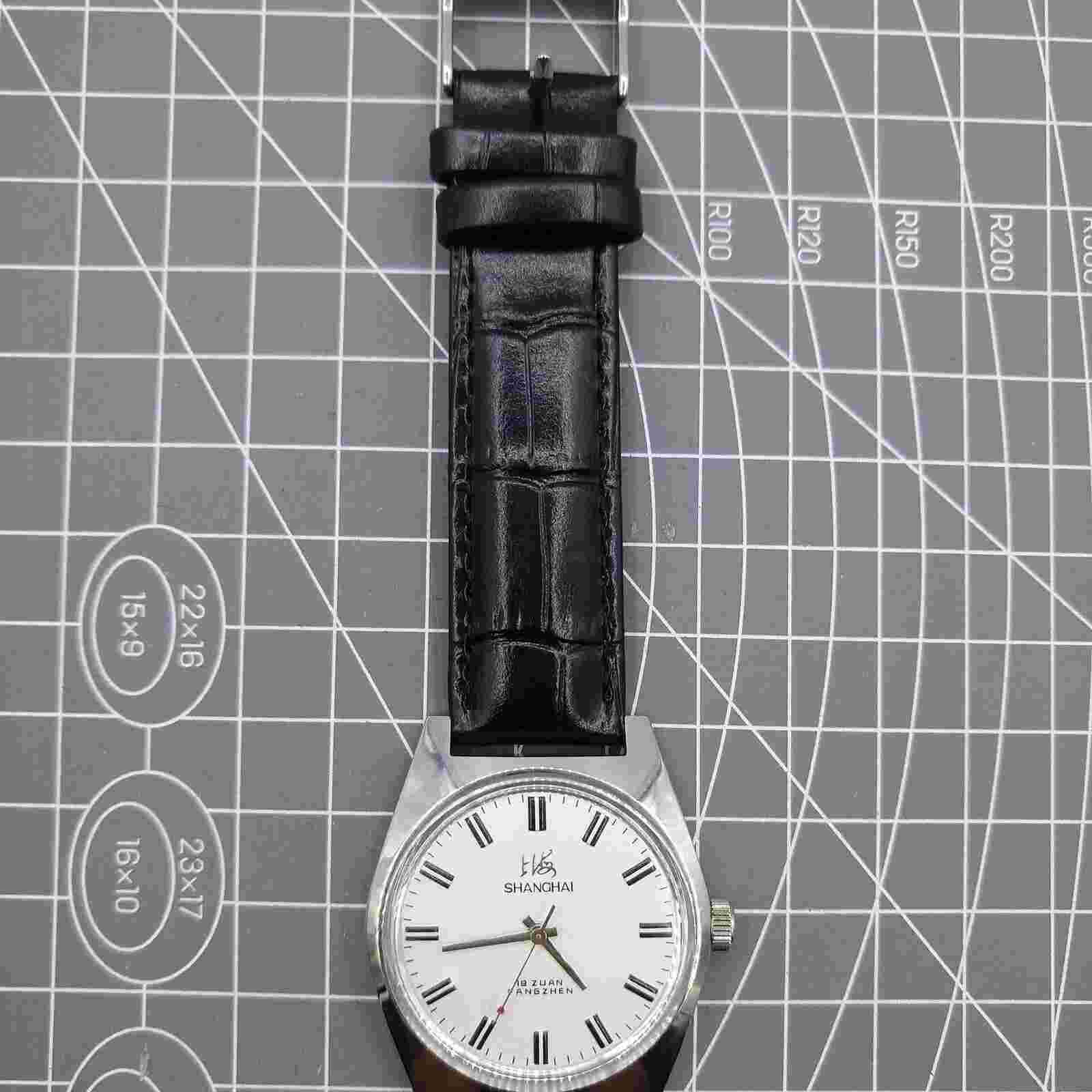 38mm Shanghai Factory Made Manual Mechanical Watch White Dial 3 Hands 19 Jews