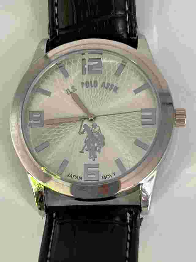 Polo Wrist Watch U.S. Black Band Silver Tone USC20085
