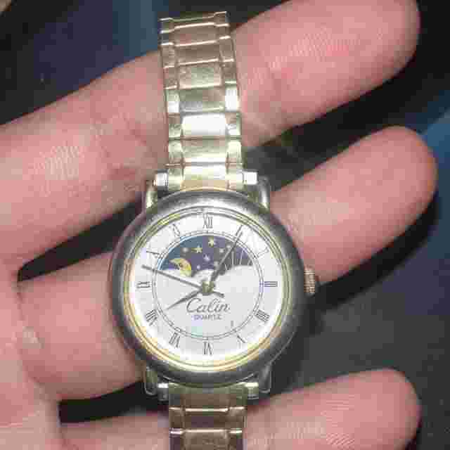 Vintage Sun And Moon Watch, Calin, With Speidel Band