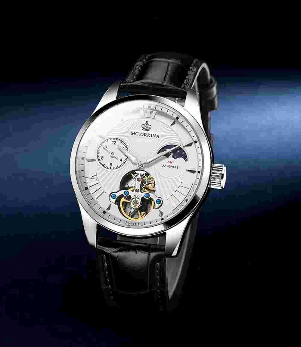 Luxury Men's Mult-functional Self-wind Auto Moonphase Mechanical Wristwatch