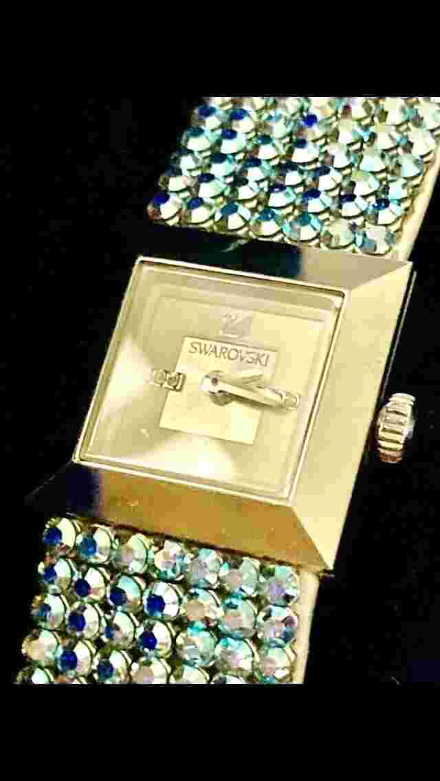 Rare ~Limited Edition Baby Blue Swarovski Crystal Watch, Leather Strap Glamorous