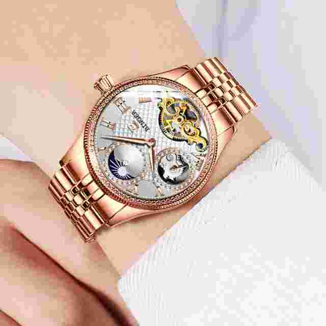 Binger Men's Automatic Mechanical Skeleton Watch | 39mm, 30M Waterproof