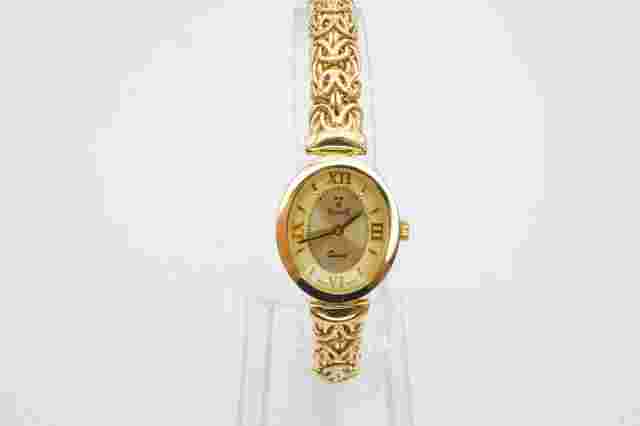 Vicence Watch Womens 14k Yellow Gold Byzantine Band New Battery 8.25"