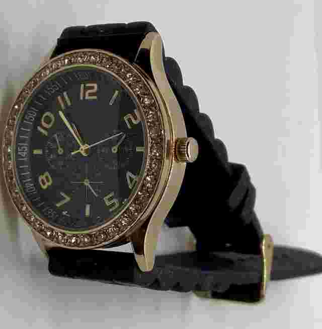 NEW DARICE Ladies Watch Iced White Faux Chronograph Gold Case Fits To 8” Wrists