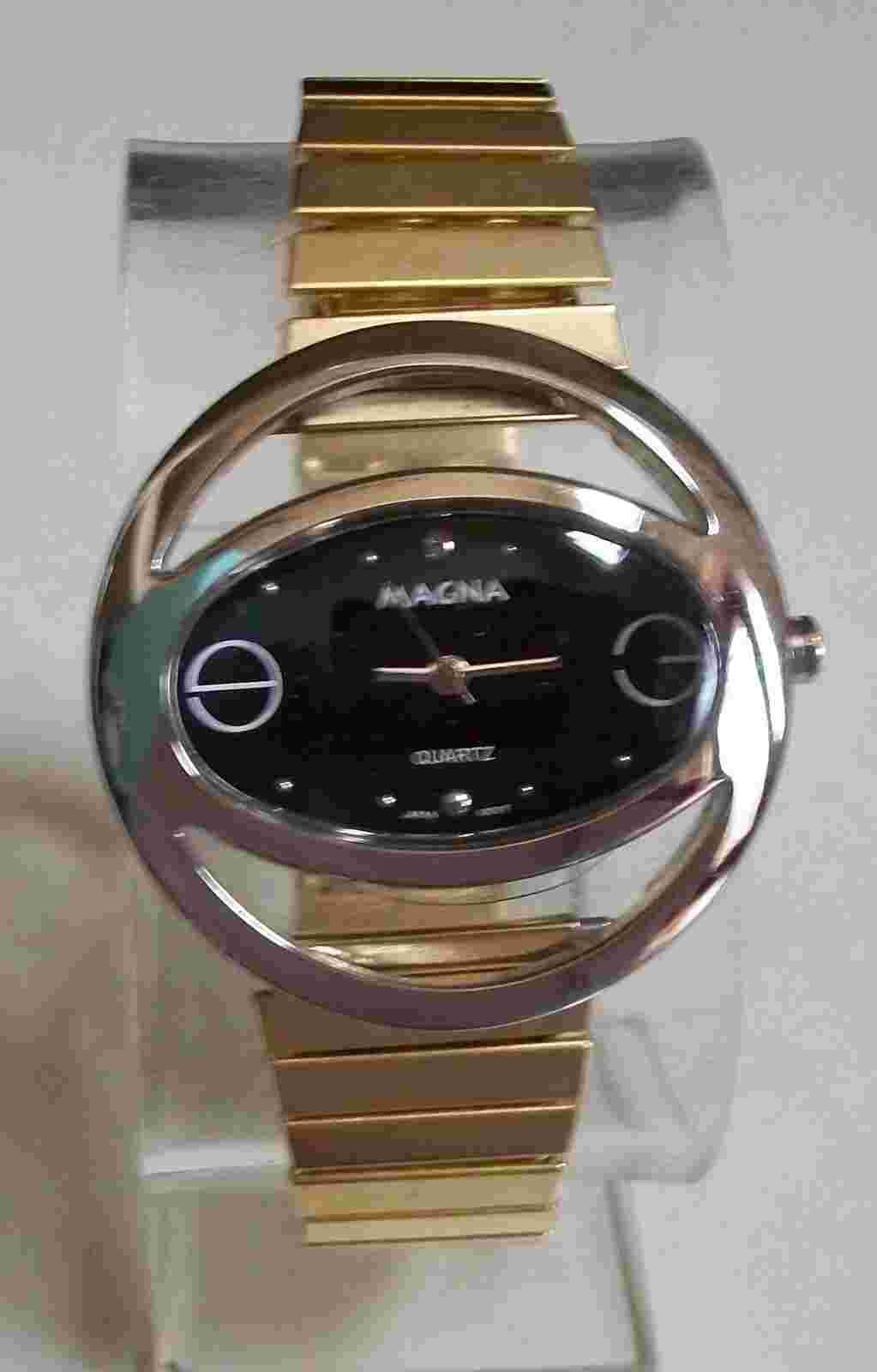 Women's casual stretch band Gold & Silver finish fashion Watch