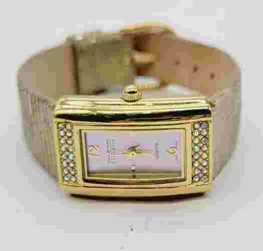 Joan Rivers Watch Classics Collection Gold Aurora Borealis Leather New Battery
