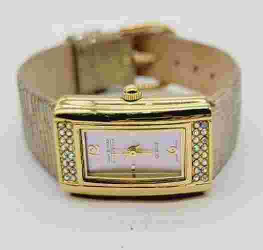 Joan Rivers Watch Classics Collection Gold Aurora Borealis Leather New Battery