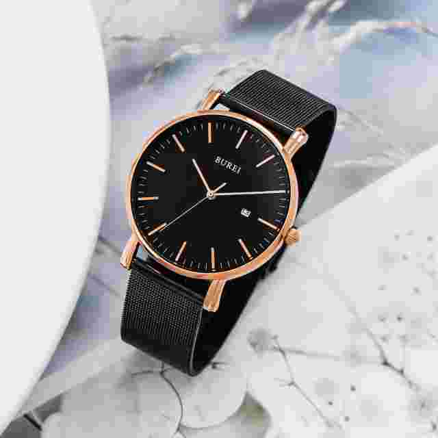 Men's Fashion Minimalist Wrist Watch Analog Date with Stainless Steel Mesh Ba...