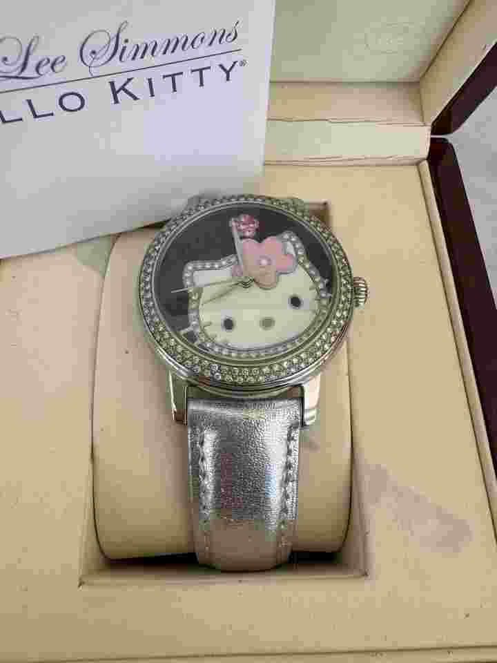 KIMORA Lee Simmons HELLO KITTY Diamond And Stainless Steel Watch Leather Band