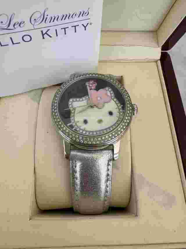 KIMORA Lee Simmons HELLO KITTY Diamond And Stainless Steel Watch Leather Band