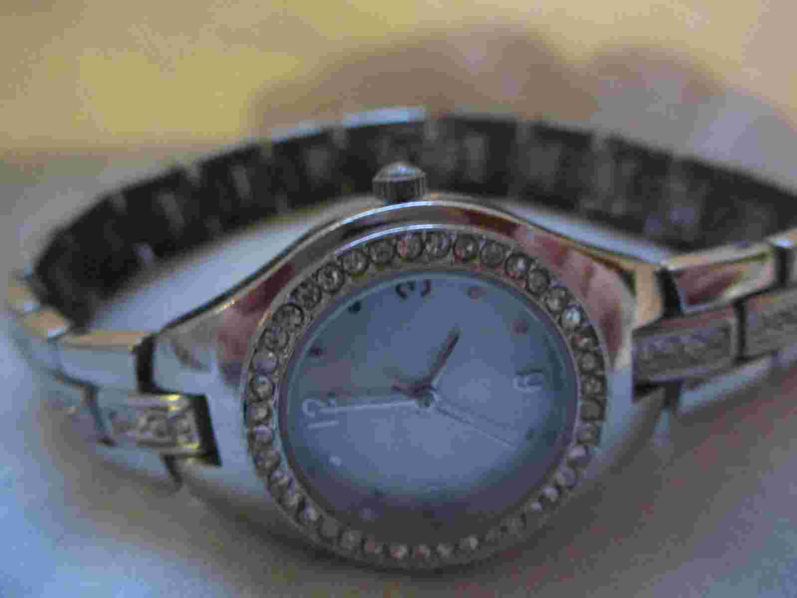 Merona Women's Silver-Toned Mother of Pearl Face Quartz Analog Wristwatch Watch