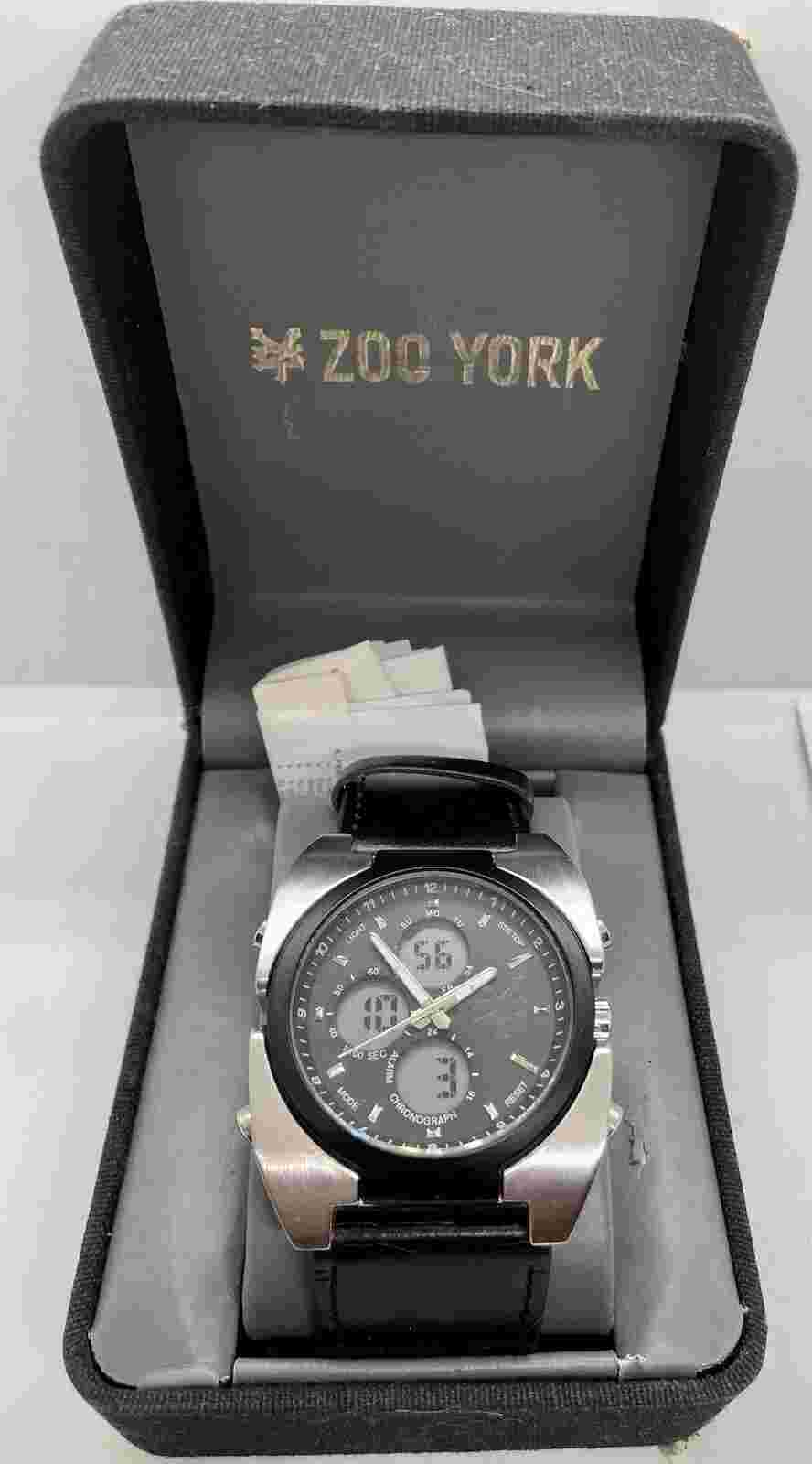 New ZOO YORK MENS Watch Fresh Battery Analog/digital Chronograph Backlight Alarm
