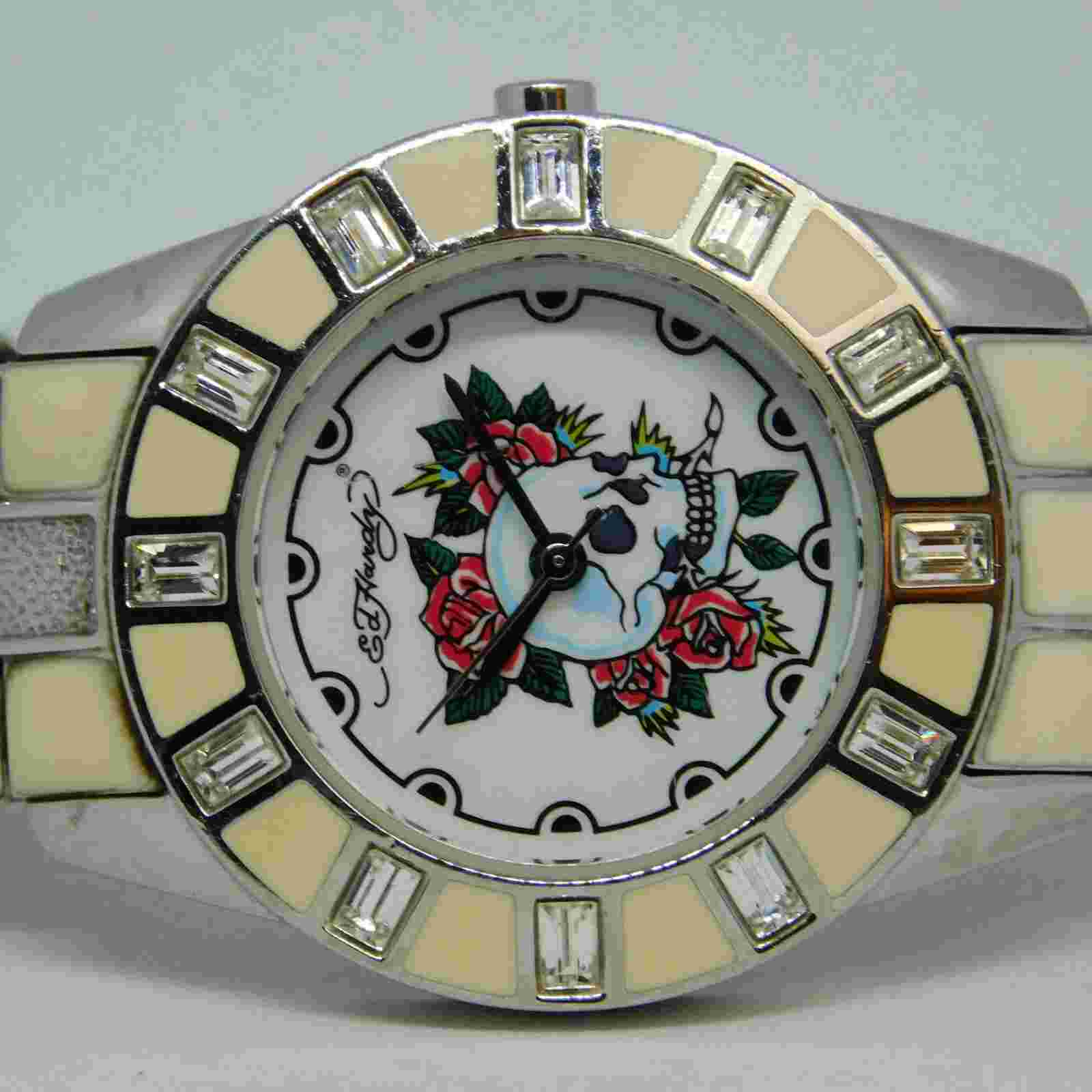 Ed Hardy CH-WS3790 All St. Steel Quartz Women's Watch Sz. 5 1/2" New Battery