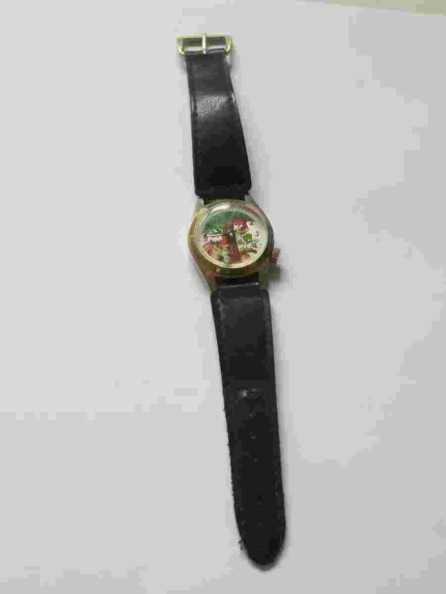 VTG Britix [Hong Kong] - Woody Woodpecker - Wristwatch Leather Watch 18cm Rare