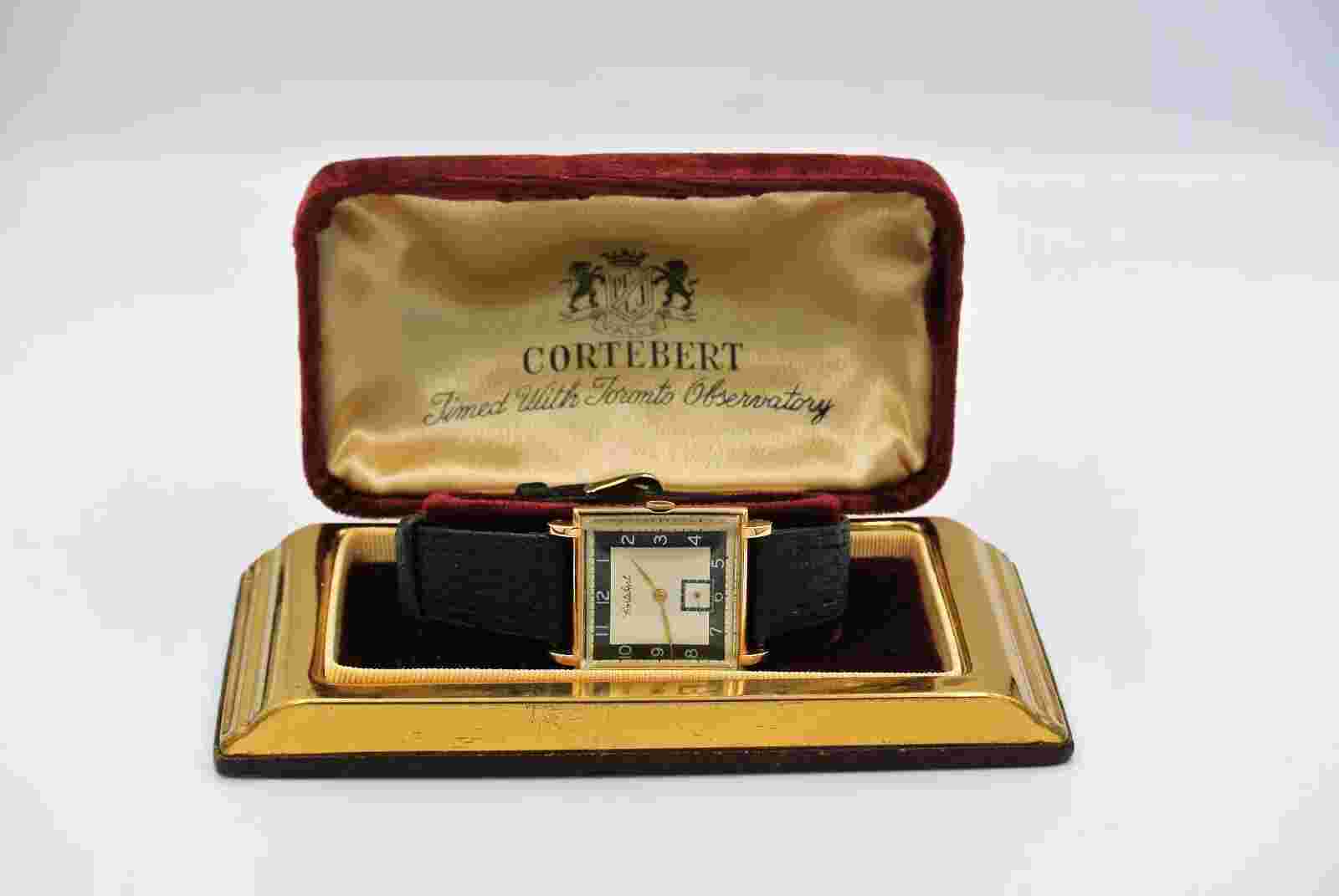 Vintage Cortebert Mens Watch - 18k Solid Gold - Art Deco - Nice Condition - Rare
