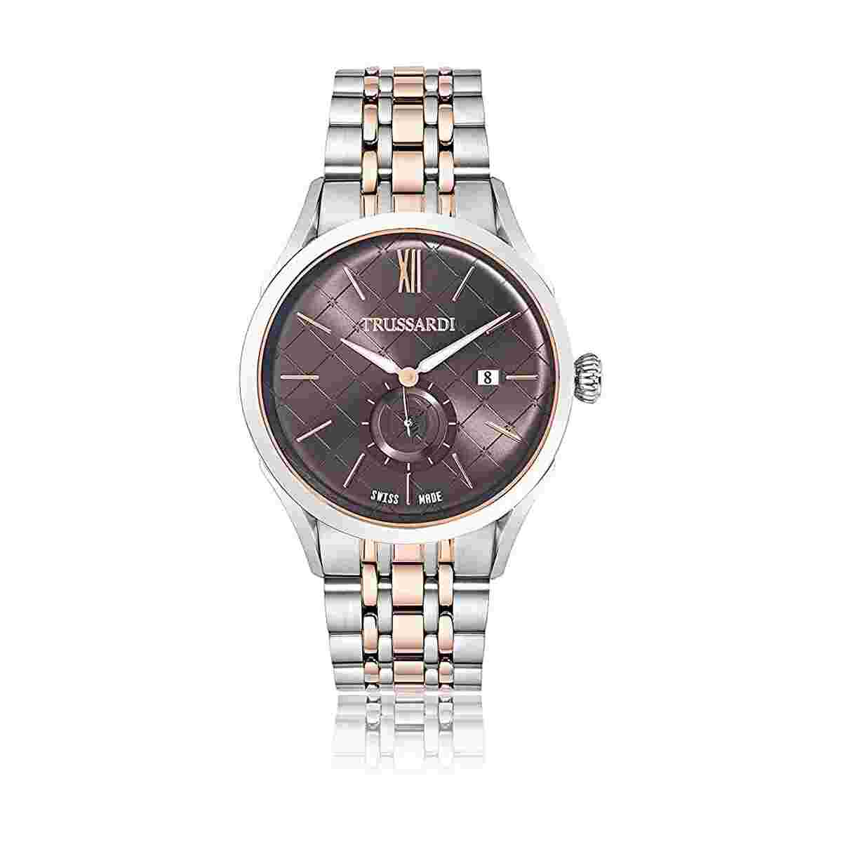 Mens Wristwatch TRUSSARDI MILANO R2453105002 Steel Gold Rose Gray SWISS MADE