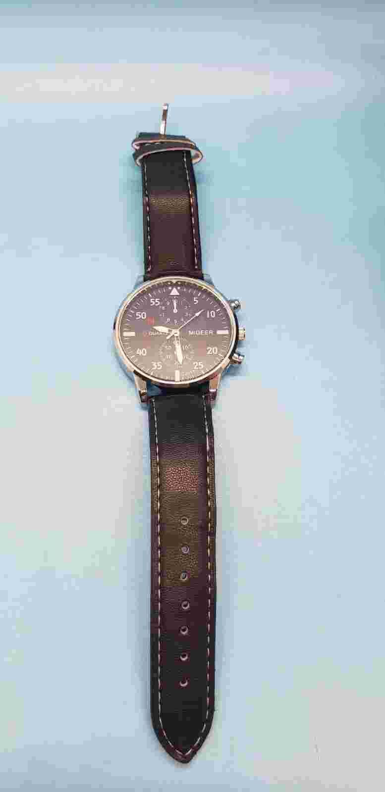 MiGEER Quartz Men's Luxury Watch Leather Strap