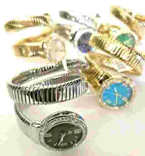 Colleen Lopez Round Dial Coil Wrap Bracelet Watch,Impregnated Blue Turquoise